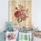 Designart - Vintage Burgundy Rose and Wildflowers - Farmhouse Print on Natural Pine Wood